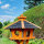 DARLUX Vogel Futter Haus XL Sechseck Holz Vogelhaus Futterstelle Braun/ Schwarz Garten Vogelfutterhaus Wetterfest