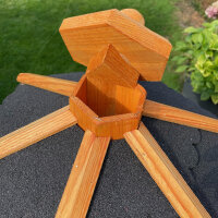 DARLUX Vogel Futter Haus XL Sechseck Holz Vogelhaus + Ständer Braun/ Schwarz Garten Vogelfutterhaus Wetterfest