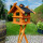 DARLUX Rechteckige Vogelvilla XL Doppelstock Vogelhaus + Ständer Braun/ Schwarz Garten Vogelfutterhaus Wetterfest