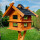 DARLUX Rechteckige Vogelvilla XL Doppelstock Vogelhaus + Ständer Braun/ Schwarz Garten Vogelfutterhaus Wetterfest