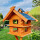 DARLUX Rechteckige Vogelvilla XL Doppelstock Vogelhaus aus Holz Braun/ Blau Garten Vogelfutterhaus Wetterfest
