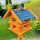 DARLUX Rechteckige Vogelvilla XL Doppelstock Vogelhaus aus Holz Braun/ Blau Garten Vogelfutterhaus Wetterfest