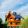 DARLUX Rechteckige Vogelvilla XL Doppelstock Vogelhaus aus Holz Braun/ Blau Garten Vogelfutterhaus Wetterfest