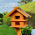 DARLUX Rechteckige Vogelvilla XL Doppelstock Vogelhaus aus Holz Braun/ Blau Garten Vogelfutterhaus Wetterfest