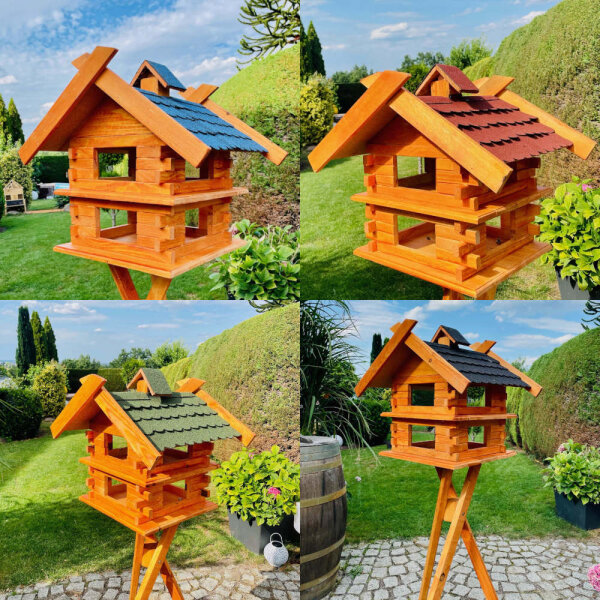 DARLUX Rechteckige Vogelvilla XL Doppelstock Vogelhaus Blau/ Grün/ Rot/ Schwarz