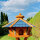 DARLUX Vogel Futter Haus XL Sechseck Holz Vogelhaus Futterstelle Braun/ Blau Garten Vogelfutterhaus Wetterfest