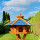 DARLUX Vogel Futter Haus XL Sechseck Holz Vogelhaus Futterstelle Braun/ Blau Garten Vogelfutterhaus Wetterfest