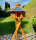 DARLUX Vogel Futter Haus XL Sechseck Holz Vogelhaus + Ständer Braun/ Blau Garten Vogelfutterhaus Wetterfest