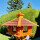 DARLUX Rechteckiges Vogelfutterhaus XL Futterstelle Vogelhaus+Ständer Braun/ Rot
