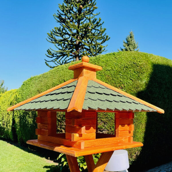 DARLUX Rechteckiges Vogel Futter Haus XL Futterstelle Vogelhaus Braun/ Grün