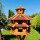 DARLUX Vogelvilla XXL Sechseck Doppelstock Vogelhaus Futterstelle Braun/ Rot Garten Vogelfutterhaus Wetterfest