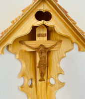 DARLUX Herrgottswinkel Wand-Eck-Kruzifix-Ikone Holz Kreuz Jesus Christus Handgefertigt