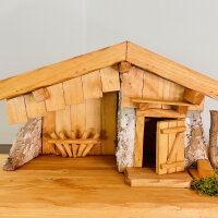 DARLUX Weihnachts- Holz Krippe Dekoration Handgefertigt Holzschnitzerei Jahreszeitliche Dekoration