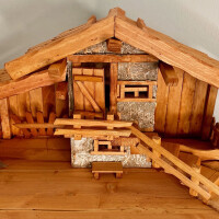 DARLUX Weihnachts- Holz Krippe Dekoration Handgefertigt Holzschnitzerei Jahreszeitliche Dekoration