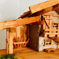 DARLUX Weihnachts- Holz Krippe Dekoration Handgefertigt Holzschnitzerei Jahreszeitliche Dekoration