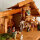 DARLUX Weihnachts- Holz Krippe + Figuren Dekoration Handgefertigt Holzschnitzerei Jahreszeitliche Dekoration