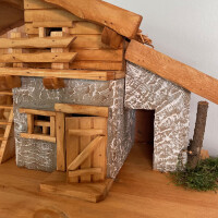 DARLUX Weihnachts- Holz Krippe Dekoration Handgefertigt Holzschnitzerei Jahreszeitliche Dekoration