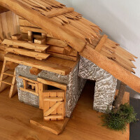 DARLUX Weihnachts- Holz Krippe Dekoration Handgefertigt Holzschnitzerei Jahreszeitliche Dekoration