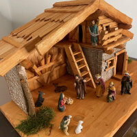 DARLUX Weihnachts- Holz Krippe + Figuren Dekoration...