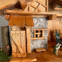 DARLUX Weihnachts- Holz Krippe + Figuren Dekoration Handgefertigt Holzschnitzerei Jahreszeitliche Dekoration