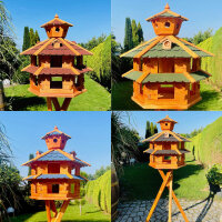 DARLUX Vogelvilla XXL Sechseck Doppelstock Vogelhaus...