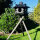 DARLUX Vogelfutterhaus XL Sechseck Vogelhaus + Ständer Futterstelle Dunkelbraun Garten Vogelfutterhaus Wetterfest
