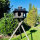 DARLUX Vogelfutterhaus XL Sechseck Vogelhaus + Ständer Futterstelle Dunkelbraun Garten Vogelfutterhaus Wetterfest