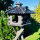 DARLUX Vogelfutterhaus XL Sechseck Vogelhaus + Ständer Futterstelle Dunkelbraun Garten Vogelfutterhaus Wetterfest