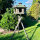 DARLUX Vogelfutterhaus XL Sechseck Vogelhaus + Ständer Futterstelle Braun/ Grün Garten Vogelfutterhaus Wetterfest
