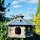 DARLUX Vogelfutterhaus XL Sechseck Holz Vogelhaus Futterstelle Braun/ Blau Garten Vogelfutterhaus Wetterfest