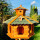 DARLUX Vogel Futter Haus XXL Futterstelle Sechseck Holz Vogelhaus Braun/ Grün Garten Vogelfutterhaus Wetterfest