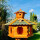 DARLUX Vogel Futter Haus XXL Futterstelle Sechseck Holz Vogelhaus Braun/ Grün Garten Vogelfutterhaus Wetterfest