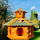 DARLUX Vogel Futter Haus XXL Futterstelle Sechseck Holz Vogelhaus Braun/ Grün Garten Vogelfutterhaus Wetterfest
