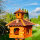 DARLUX Vogel Futter Haus XXL Futterstelle Sechseck Holz Vogelhaus Braun/ Rot Garten Vogelfutterhaus Wetterfest