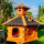 DARLUX Vogel Futter Haus XXL Futterstelle Sechseck Holz Vogelhaus Braun/ Schwarz Garten Vogelfutterhaus Wetterfest