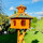 DARLUX Vogel Futter Haus XXL Futterstelle Sechseck Vogelhaus+ Ständer Braun/ Grün Garten Vogelfutterhaus Wetterfest
