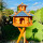DARLUX Vogel Futter Haus XXL Futterstelle Sechseck Vogelhaus+ Ständer Braun/ Blau Garten Vogelfutterhaus Wetterfest