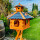 DARLUX Vogel Futter Haus XXL Futterstelle Sechseck Vogelhaus+ Ständer Braun/ Blau Garten Vogelfutterhaus Wetterfest