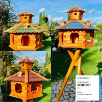 DARLUX Vogelfutterhaus XXL Futterstelle Sechseck...