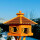 DARLUX Vogelfutterhaus XL Sechseck Vogelhaus Holz Futterstelle Braun/ Rot Garten Vogelfutterhaus Wetterfest