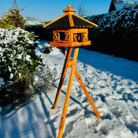 DARLUX Vogelfutterhaus XL Sechseck Vogelhaus+ Ständer Futterstelle Braun/Schwarz Garten Vogelfutterhaus Wetterfest
