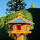 DARLUX Vogelfutterhaus XL Sechseck Vogelhaus Holz Futterstelle Braun/ Blau  Garten Vogelfutterhaus Wetterfest