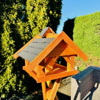 DARLUX Rechteckiges Vogel Futter Haus XL Futterstelle Vogelhaus Braun/ Schwarz Vogelfutterhaus Wetterfest