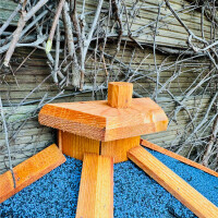 DARLUX Wand Vogelfutterhaus XL Vogelhaus Holz Futterstelle Hängend Braun, Blau Vogelfutterhaus Wetterfest