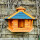 DARLUX Wand Vogelfutterhaus XL Vogelhaus Holz Futterstelle Hängend Braun, Blau Vogelfutterhaus Wetterfest