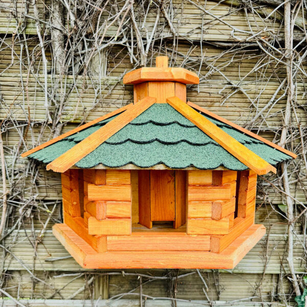 DARLUX Wand Vogelfutterhaus XL Vogelhaus Holz Futterstelle Hängend Braun, Grün Vogelfutterhaus Wetterfest