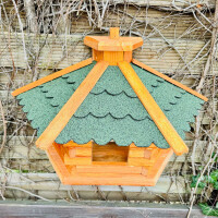 DARLUX Wand Vogelfutterhaus XL Vogelhaus Holz Futterstelle Hängend Braun, Grün Vogelfutterhaus Wetterfest
