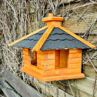 DARLUX Wand Vogelfutterhaus XL Vogelhaus Holz Futterstelle Hängend Braun,Schwarz Vogelfutterhaus Wetterfest
