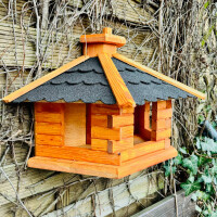 DARLUX Wand Vogelfutterhaus XL Vogelhaus Holz Futterstelle Hängend Braun,Schwarz Vogelfutterhaus Wetterfest