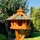 DARLUX Vogel Futter Haus L Sechseck Holz Vogelhaus Futterstelle Braun/ Grün